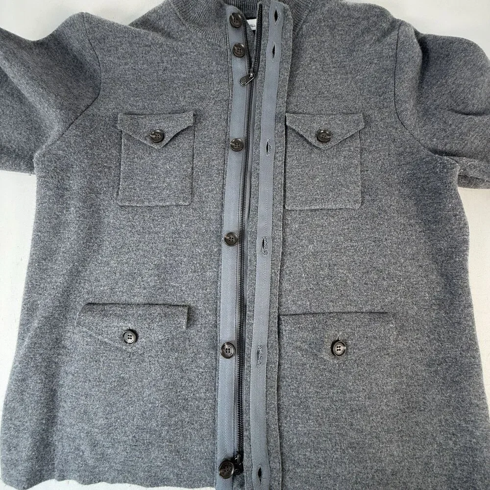 Peter Millar 90% Merino Wool Jacket Mens XL Cargo Gray Full Zip Sweater Coat